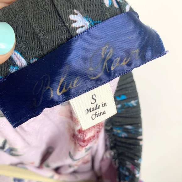 BLUE RAIN Mixed Purple Floral Boho Flowy Flutter Sleeve Blouse‎ Sz S - Picture 5 of 7